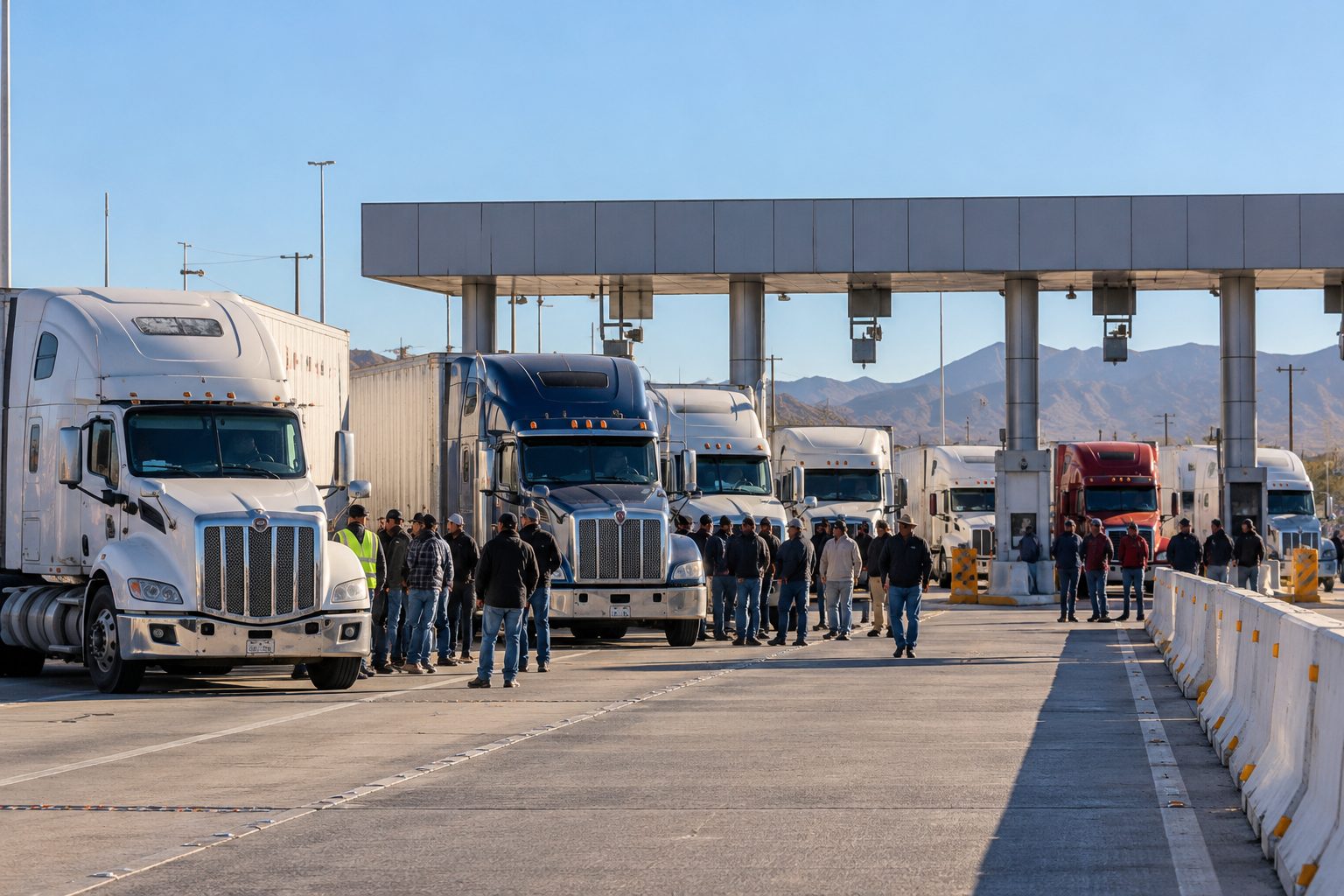 Transportistas de Sonora se suman al paro nacional; se manifiestan en la salida norte de Hermosillo