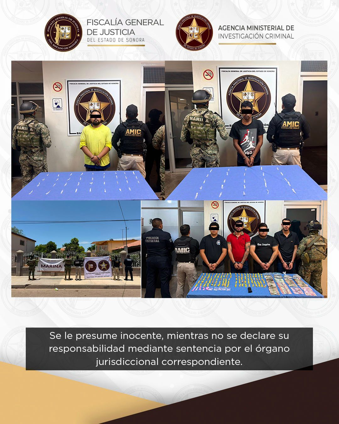 Aseguran FGJES con operativo conjunto a seis personas y droga en cateos realizados en Cajeme