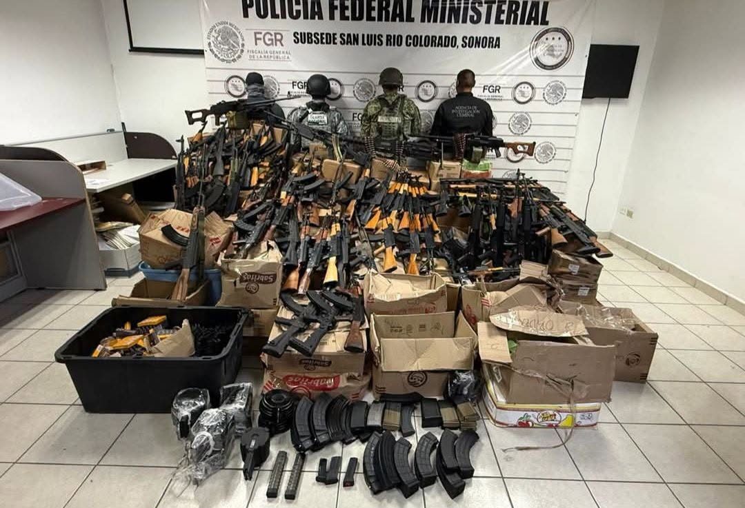 Aseguran 81 armas largas y más de 274 mil cartuchos durante operativo en San Luis Río Colorado