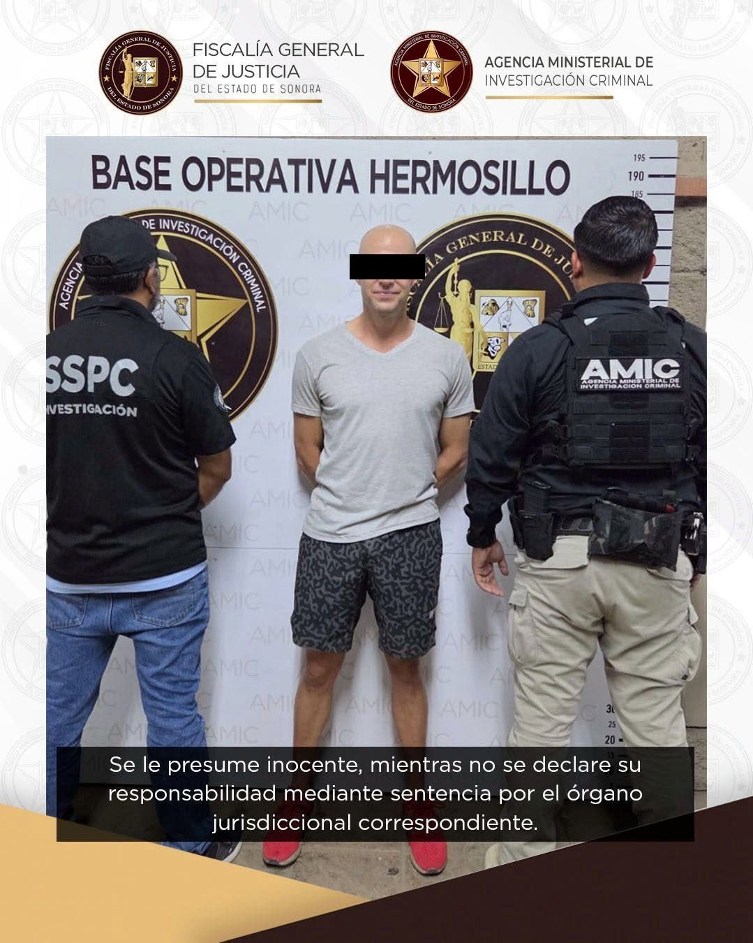 Operativo conjunto SSPC-AMIC logra aseguramiento en Hermosillo de ciudadano estadounidense con orden de arresto vigente en Estados Unidos de América