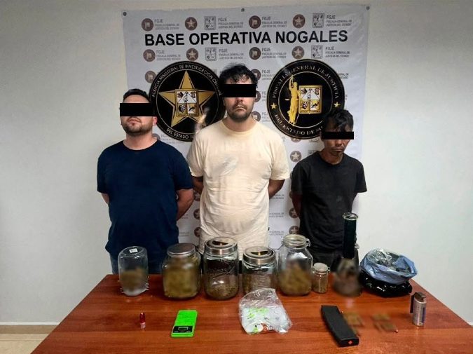 Cateo coordinado en Nogales deja tres detenidos, droga y cartuchos asegurados 