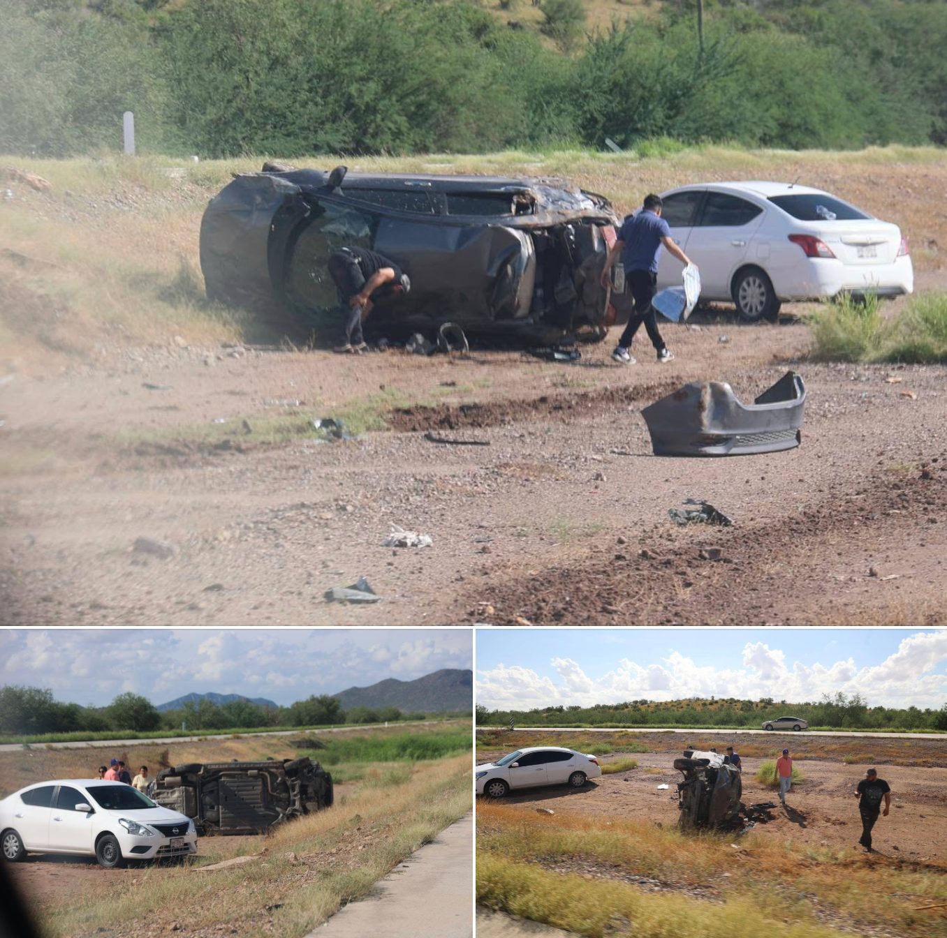Volcadura en la carretera Hermosillo–Guaymas deja personas lesionadas y cuantiosos daños materiales