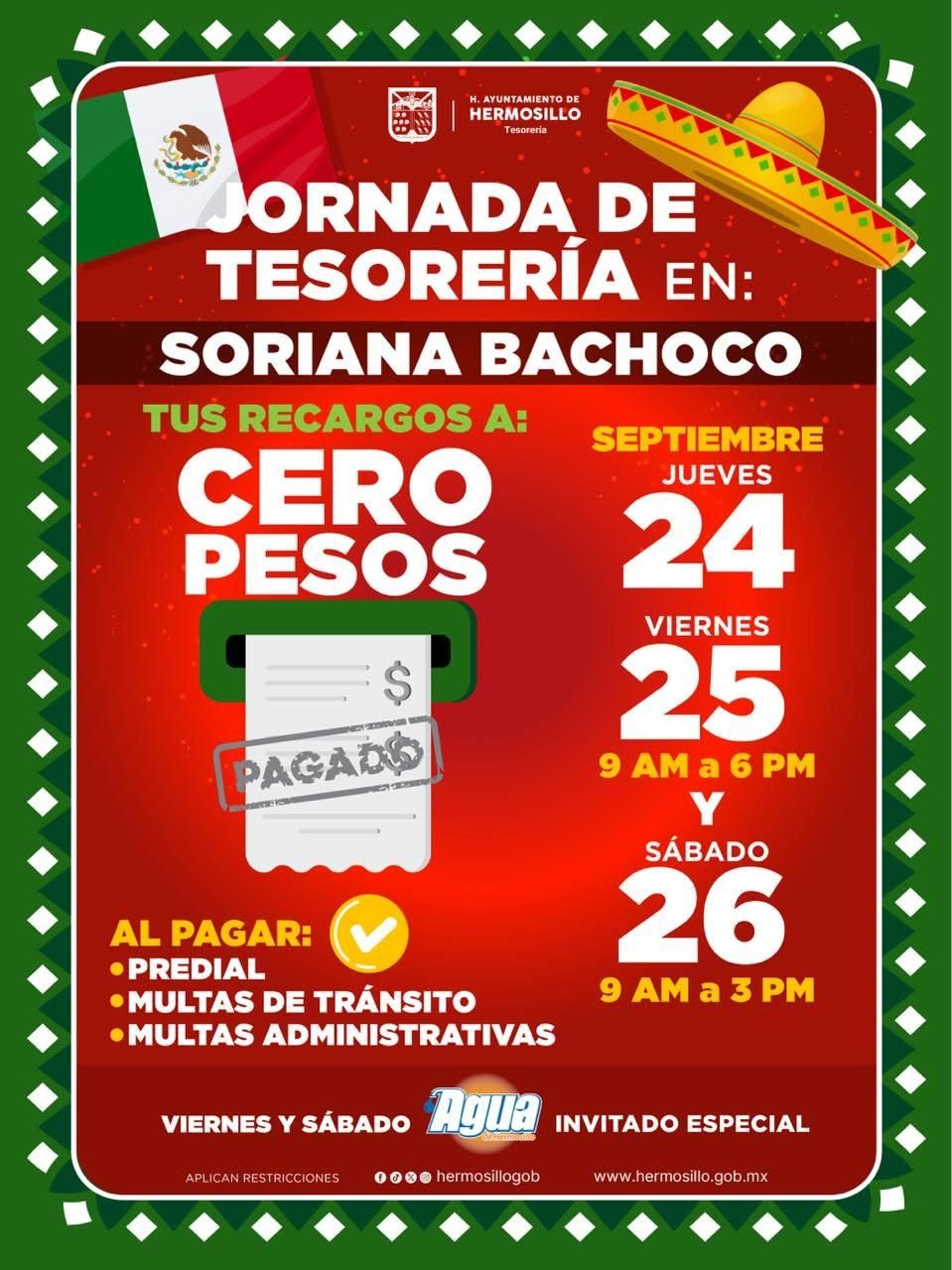 Invita Gobierno de Hermosillo a aprovechar Jornada de Tesorería con recargos a Cero Pesos