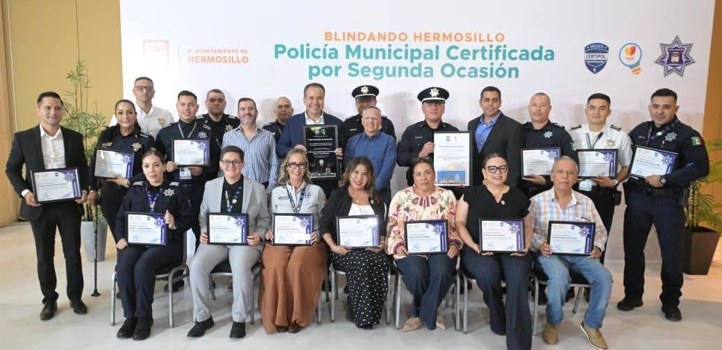Reconoce Toño Astiazarán preparación de la Policía Municipal con certificación por segunda ocasión de CERTIPOL