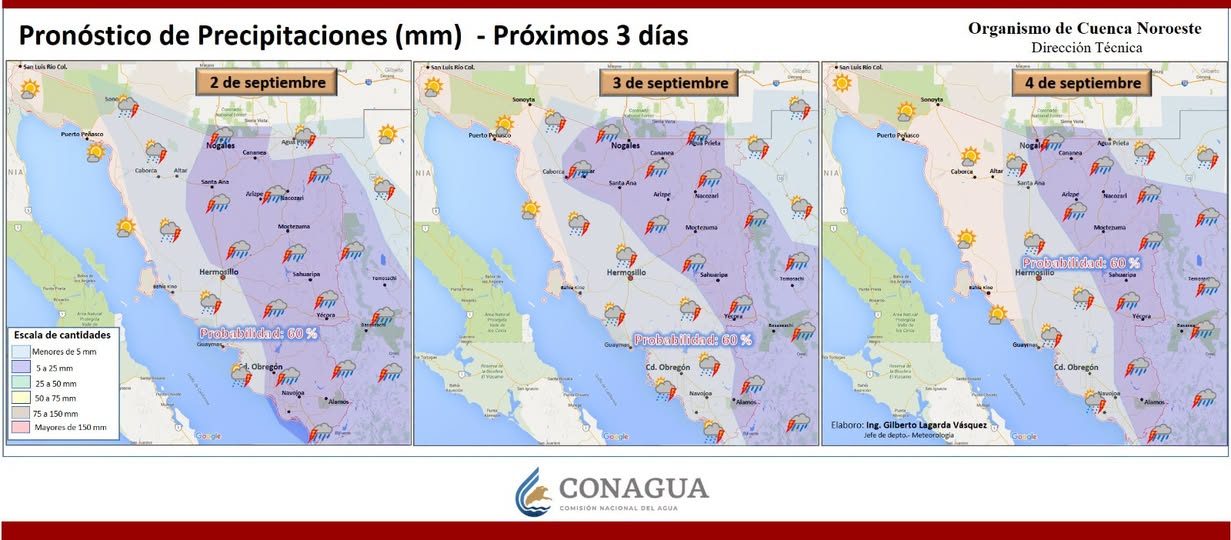 Protección Civil pronostica lluvias y altas temperaturas en Sonora