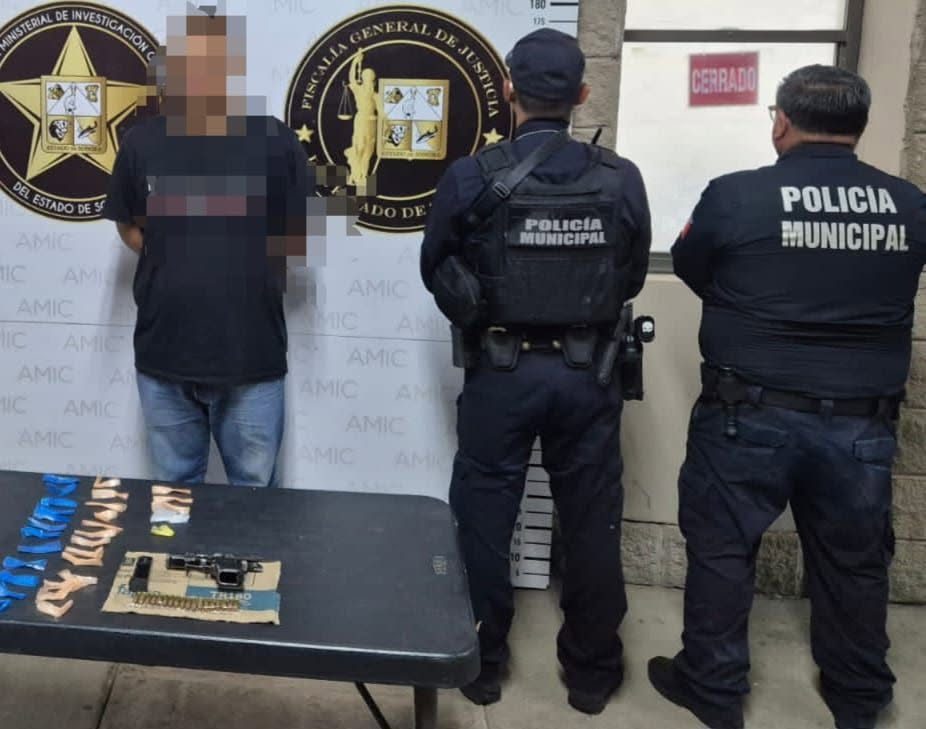 Detienen a hombre con arma, cartuchos y 30 “globitos” de cristal en Hermosillo