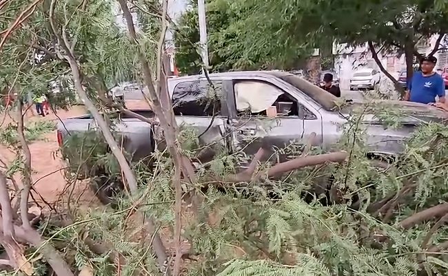 Choque termina contra un árbol en el bulevar Morelos; una mujer resultó lesionada