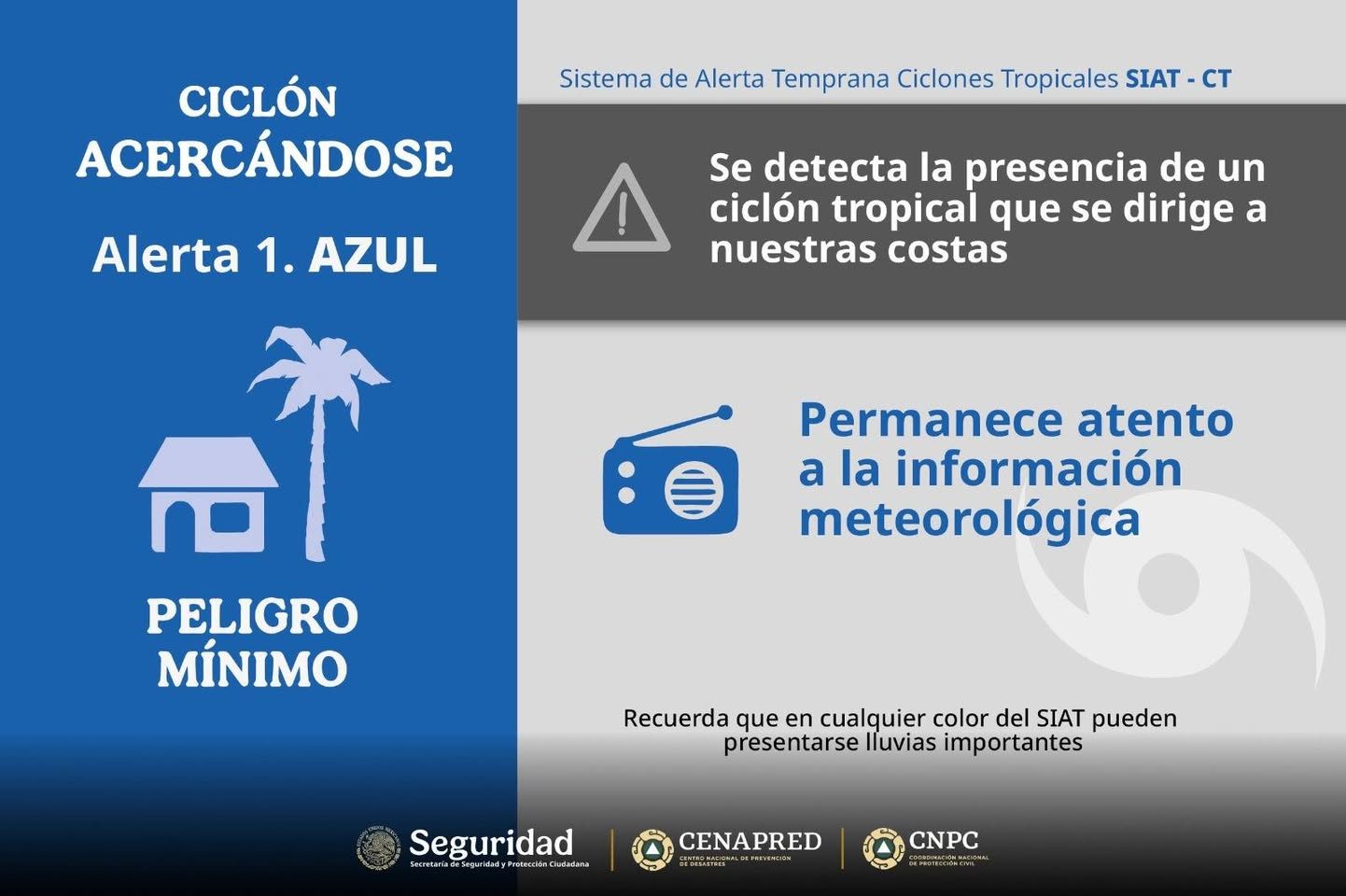 Coordinación Estatal de Protección Civil mantiene Alerta Azul en Sonora por ciclón tropical Polo