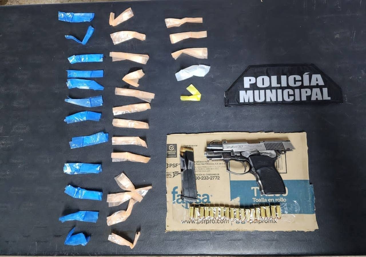 Asegura Policía Municipal 29 armas prohibidas y 174 dosis de droga