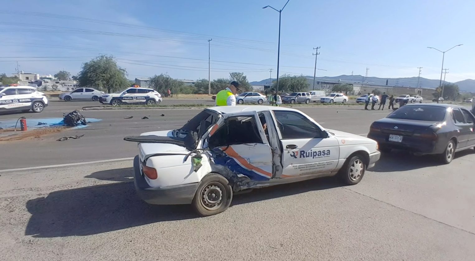 Fuerte accidente deja a motociclista lesionado al norte de Hermosillo